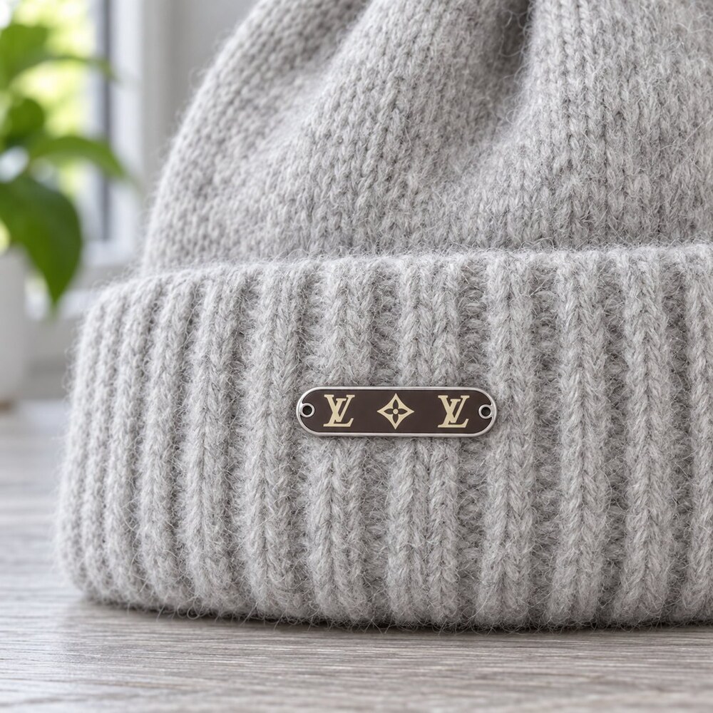 Louis Vuitton Light Gray Ribbed Beanie - Picture 5 of 6